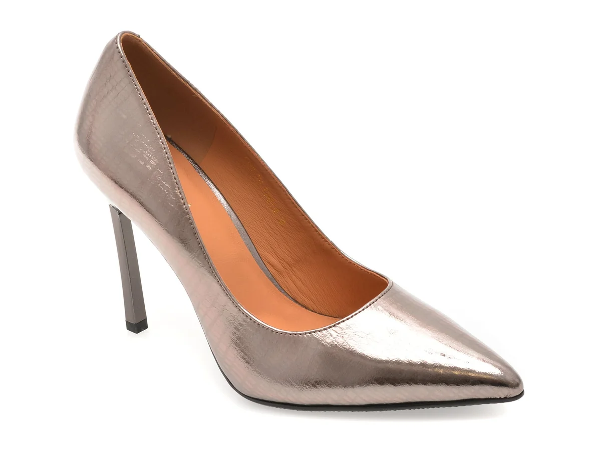Pantofi Eleganți Epica Gri, E19070, Din Piele Naturală