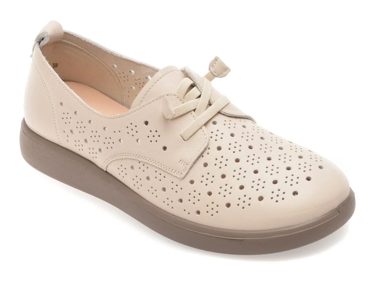 Pantofi Flavia Passini Bej, 2615, Din Piele Naturala