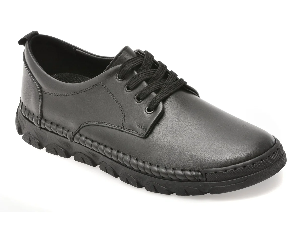 Pantofi Otter Negri, DD1106, Din Piele Naturala