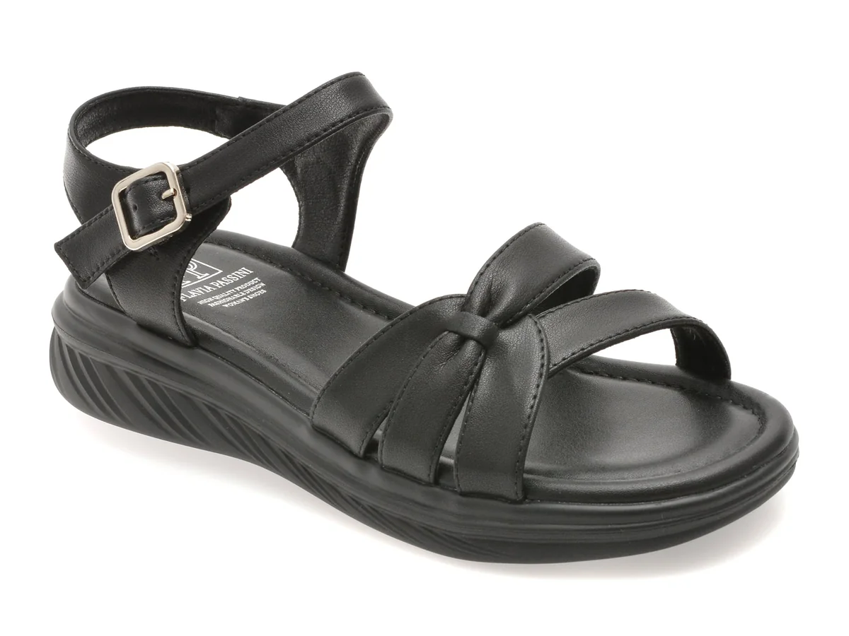 Sandale Flavia Passini Negre, W036, Din Piele Naturala