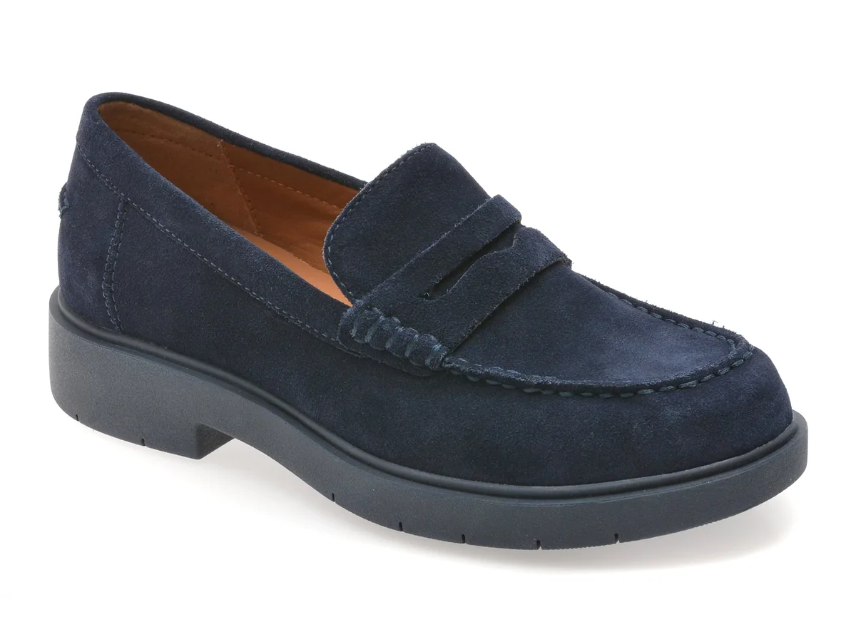 Mocasini Geox Bleumarin, D65DkB, Din Piele Întoarsă