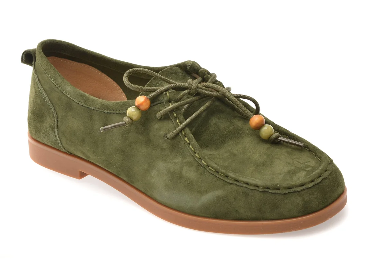 Pantofi Epica Verzi, 5817, Din Piele Întoarsă