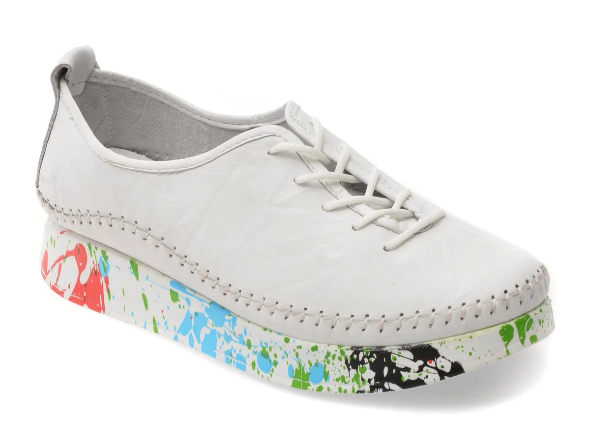 Pantofi Flavia Passini Albi 437 Din Piele Naturala
