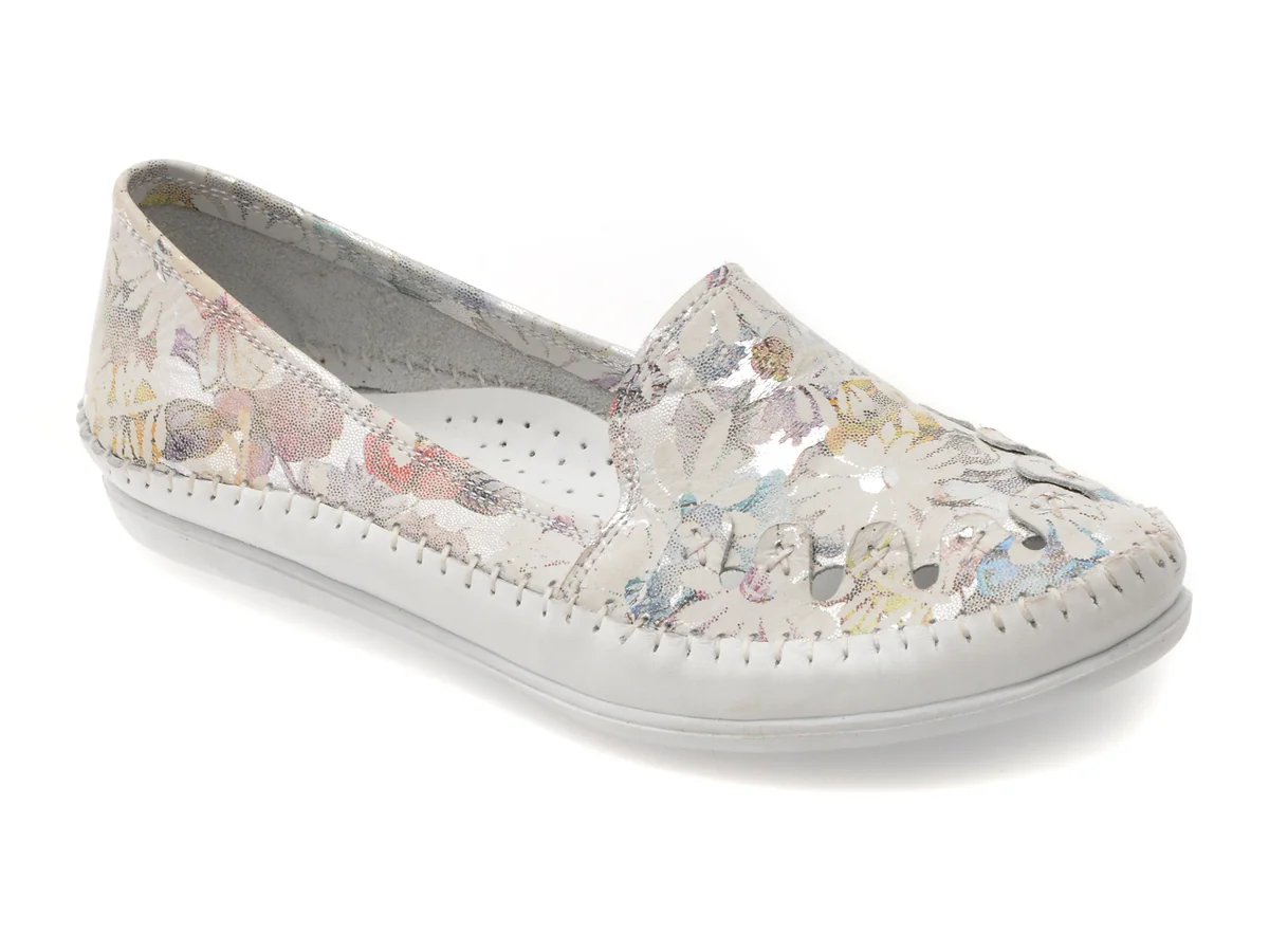 Pantofi Flavia Passini Albi, 429, Din Piele Naturala