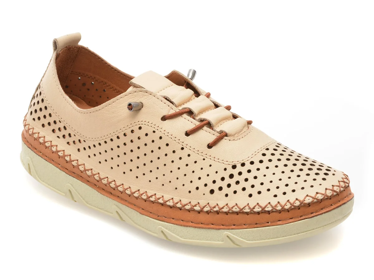 Pantofi Gryxx Bej, PM2311, Din Piele Naturala