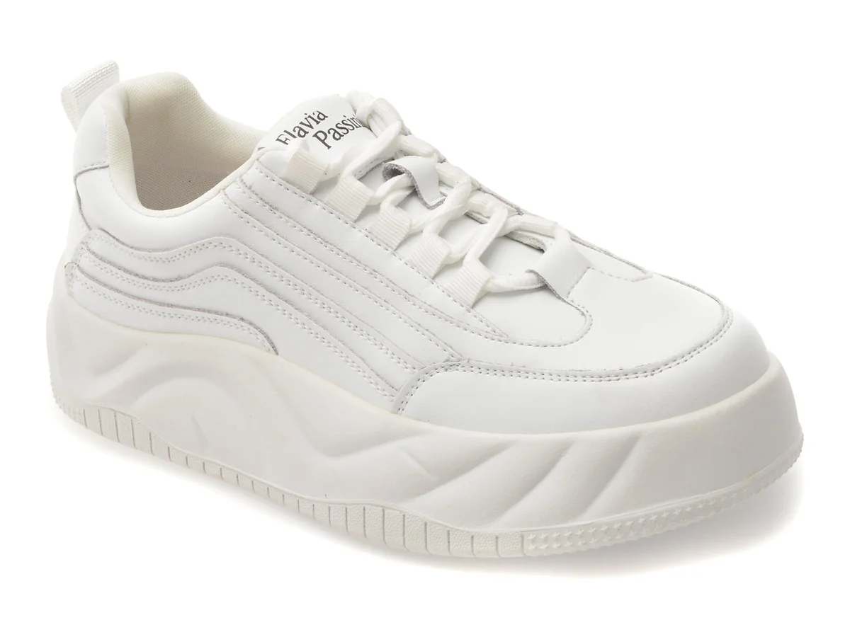 Pantofi Sport Flavia Passini Albi, 566, Din Piele Naturală