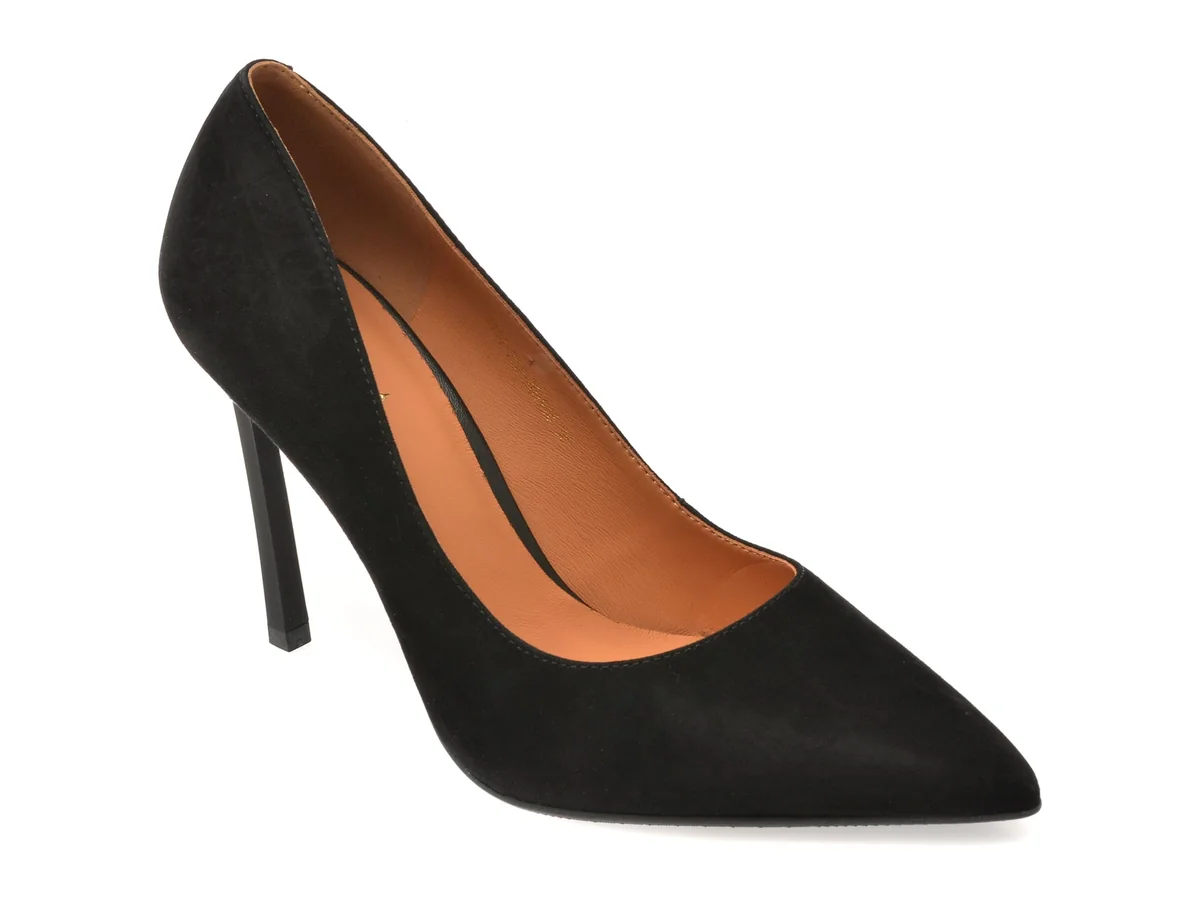 Pantofi Eleganți Epica Negri, E19070, Din Piele Întoarsă