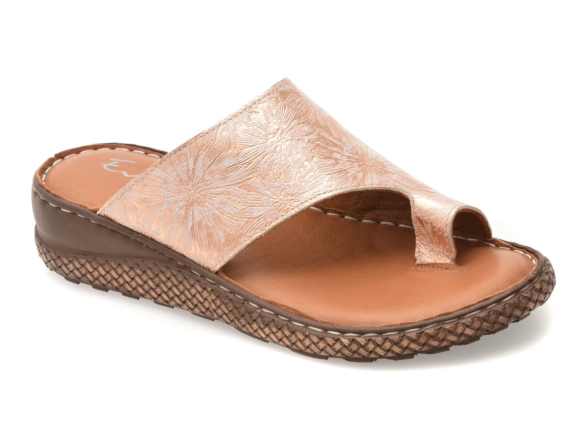 Papuci Evide Roz, EV2875, Din Piele Naturala