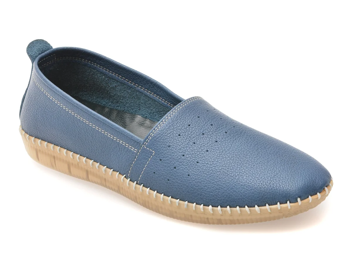 Pantofi Evida Albastri, Ev2946, Din Piele Naturala