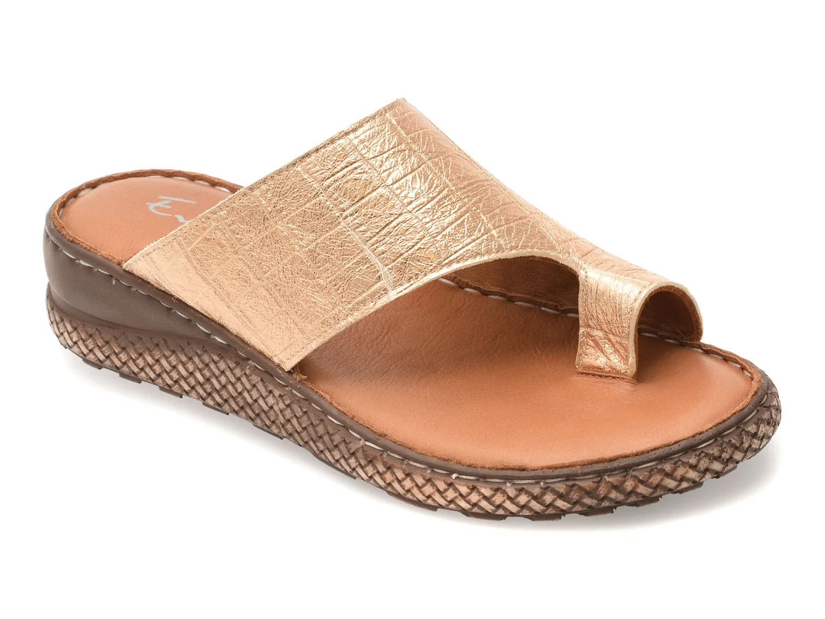 Papuci Evida Aurii, EV2875, Din Piele Naturala