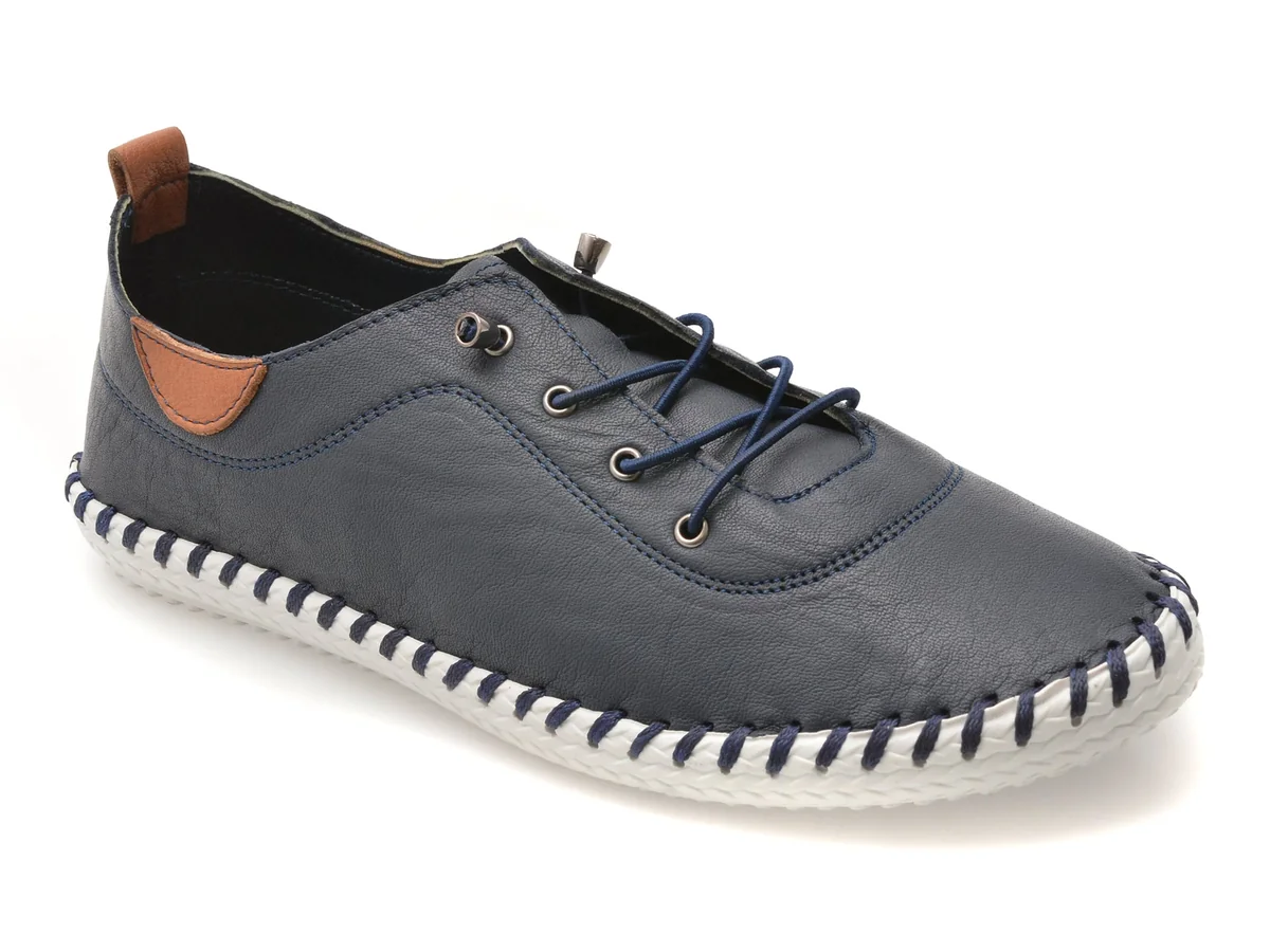 Pantofi Lunar Bleumarin, EV30106, Din Piele Naturala