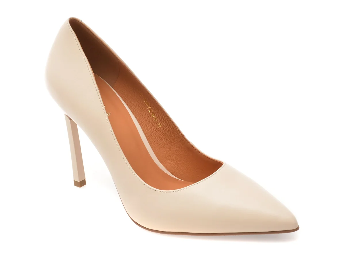 Pantofi Eleganti Epica Bej, E19070, Din Piele Naturala