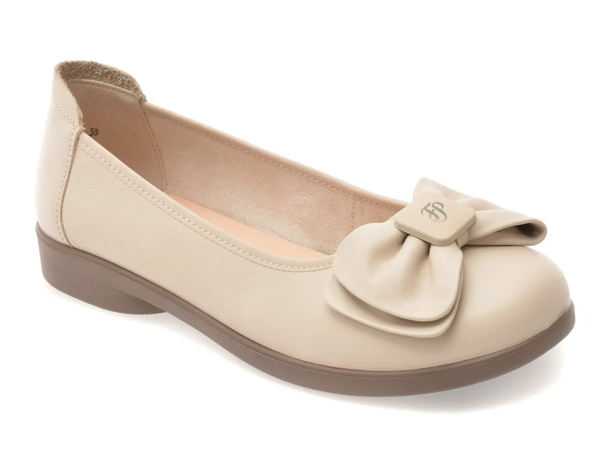 Balerini Flavia Passini Bej, 2601, Din Piele Naturală