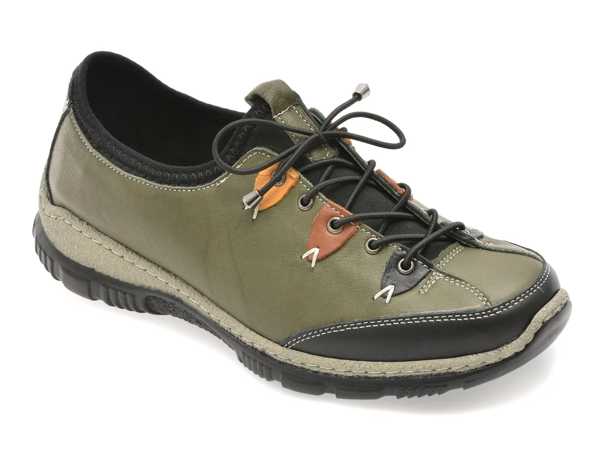 Pantofi Sport Evide Verde Ev2880, Din Piele Naturala
