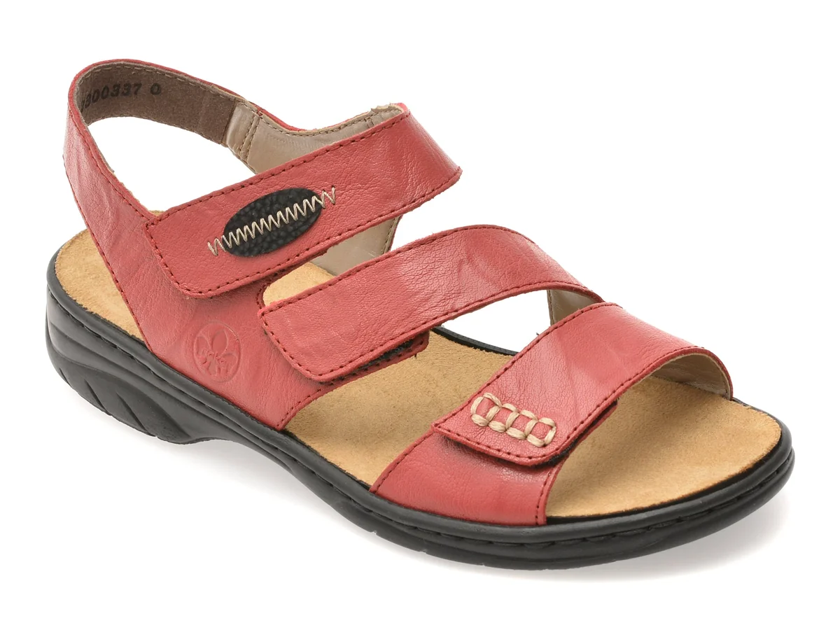 Sandale Rieker Rosii, 64573, Din Piele Naturala