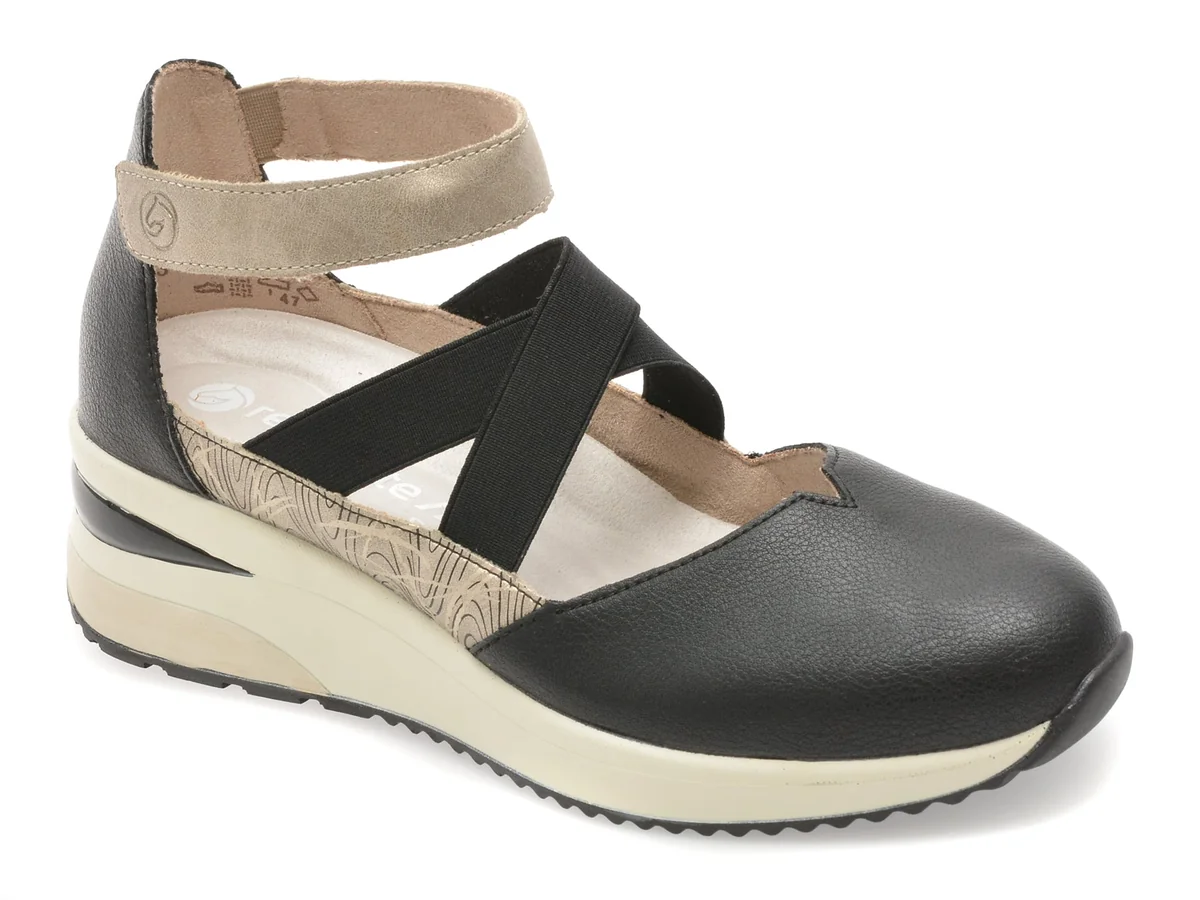 Pantofi Remonte Negri, D2411, Din Piele Naturala