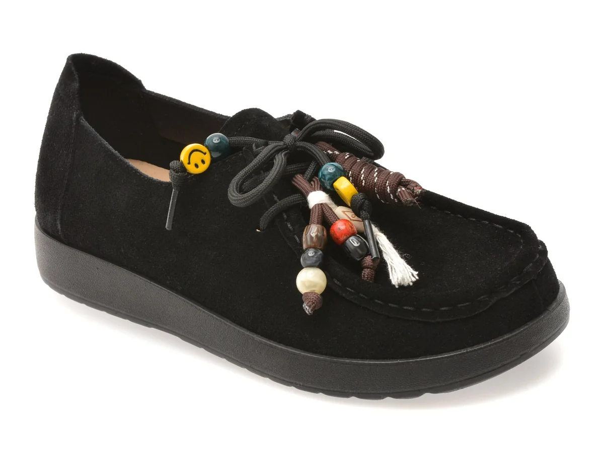 Pantofi Flavia Passini Negri, 9201, Din Piele Întoarsă