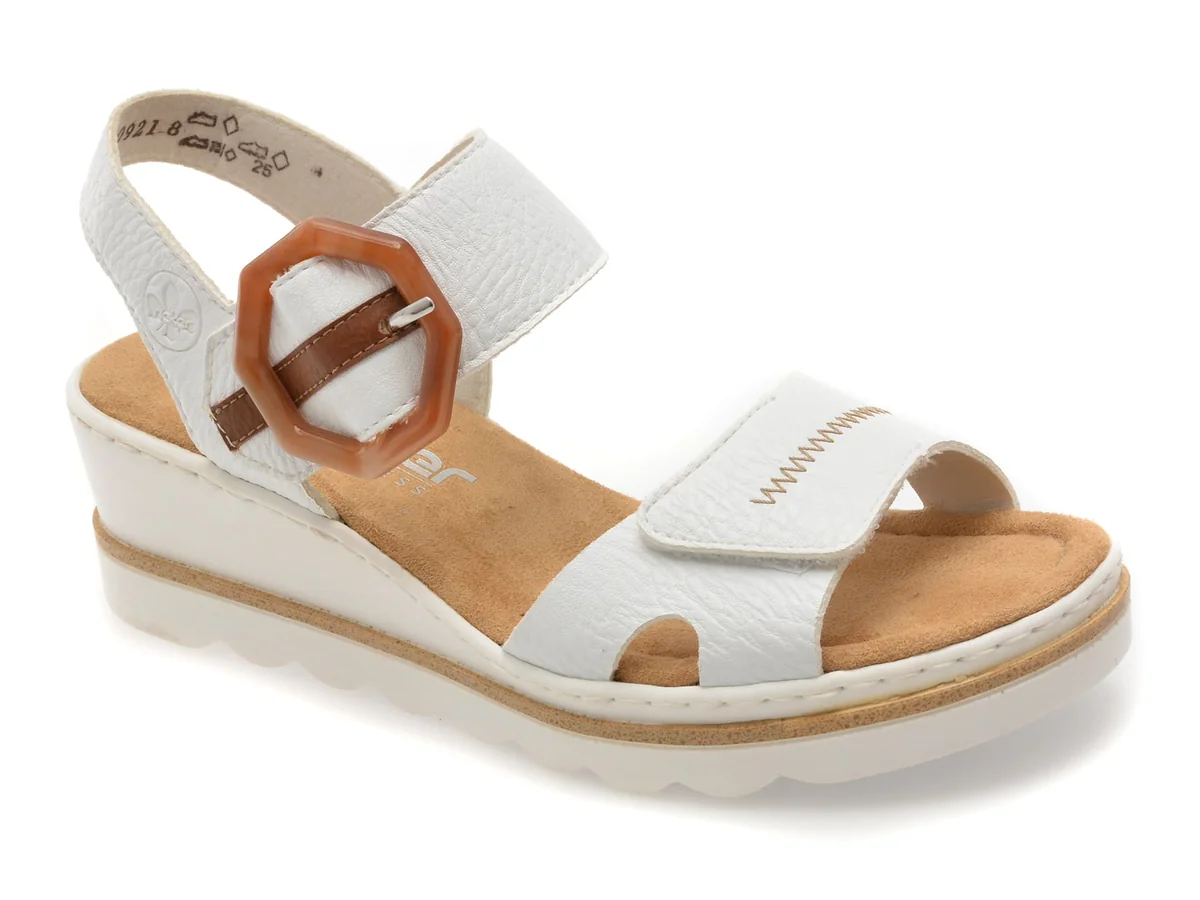 Sandale Rieker Albe, 67476, Din Piele Ecologică