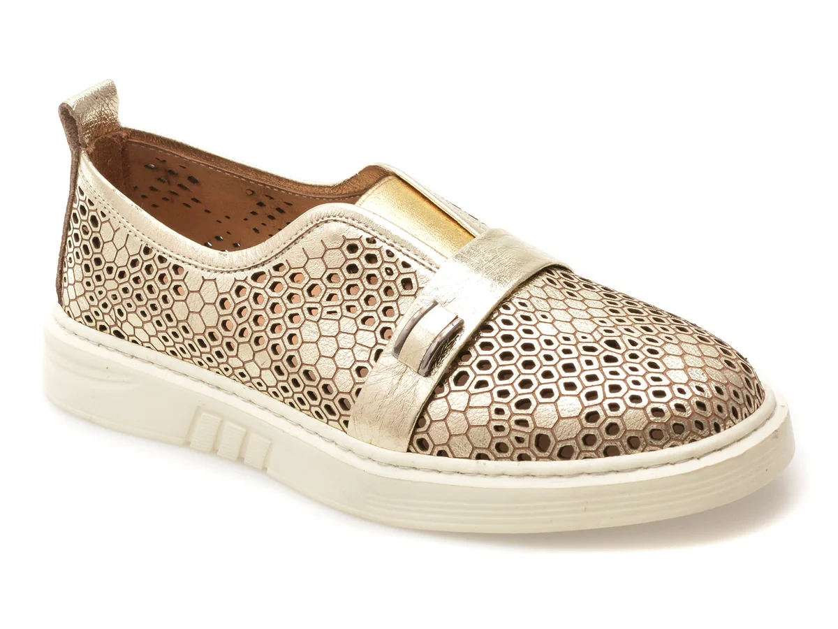 Pantofi Erisma Aurii, 123048, Din Piele Naturala