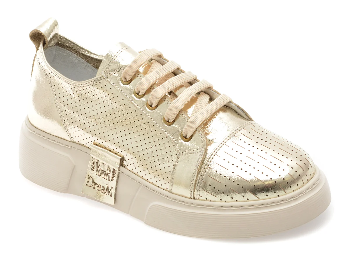 Pantofi Sport Erisma Aurii, 2084611, Din Piele Naturala