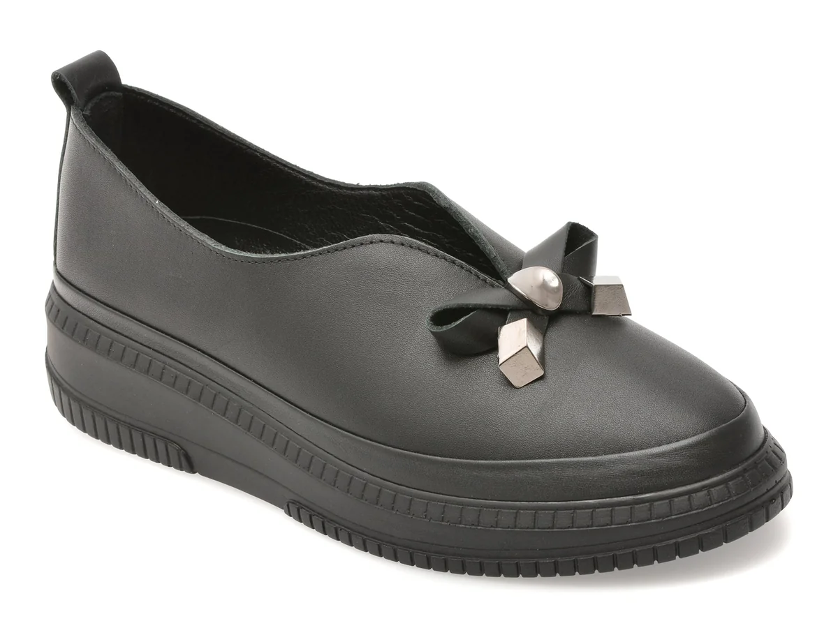 Pantofi Gold Deer Negri, 212618, Din Piele Naturala