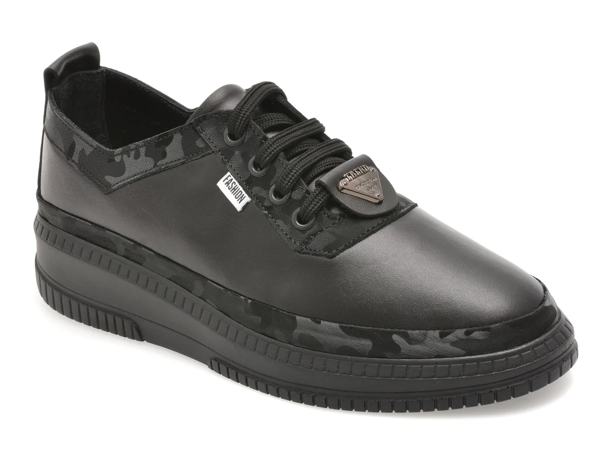 Pantofi Gold Deer Negri, 212668, Din Piele Naturala