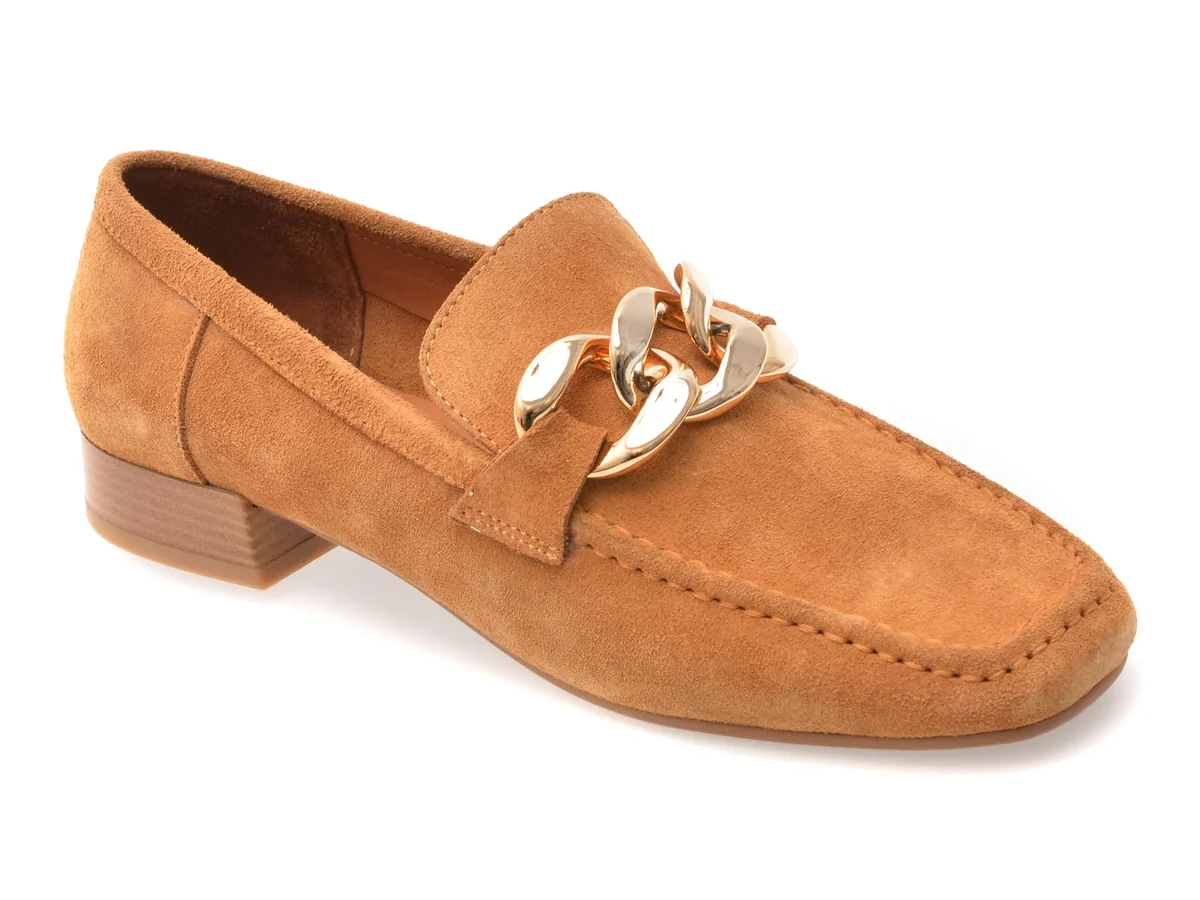 Mocasini Gold Deer Maro, 4534023, Din Piele Intoarsa