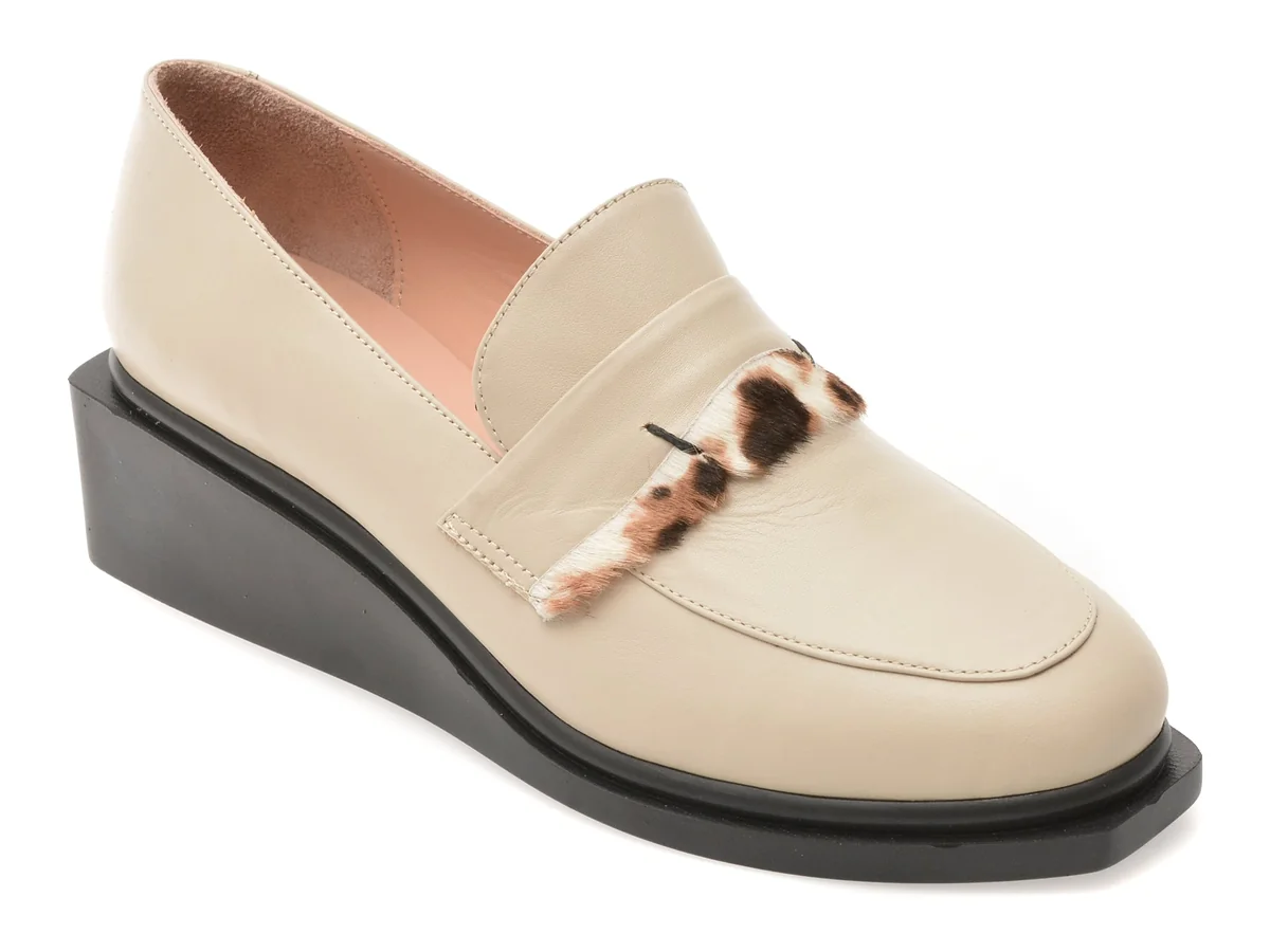 Mocasini Gold Deer Gri, 3892523, Din Piele Naturala