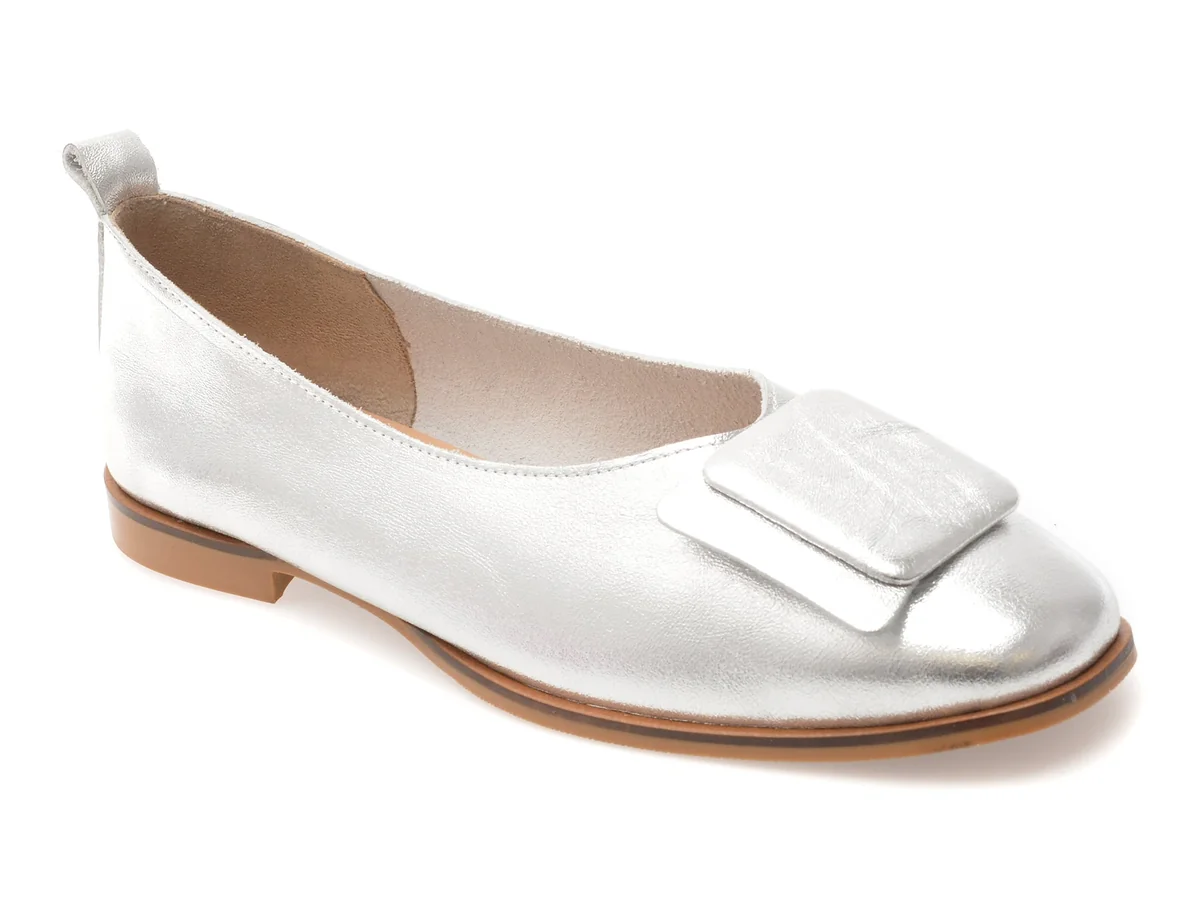 Balerini Gold Deer Argintii, 420729, Din Piele Naturala