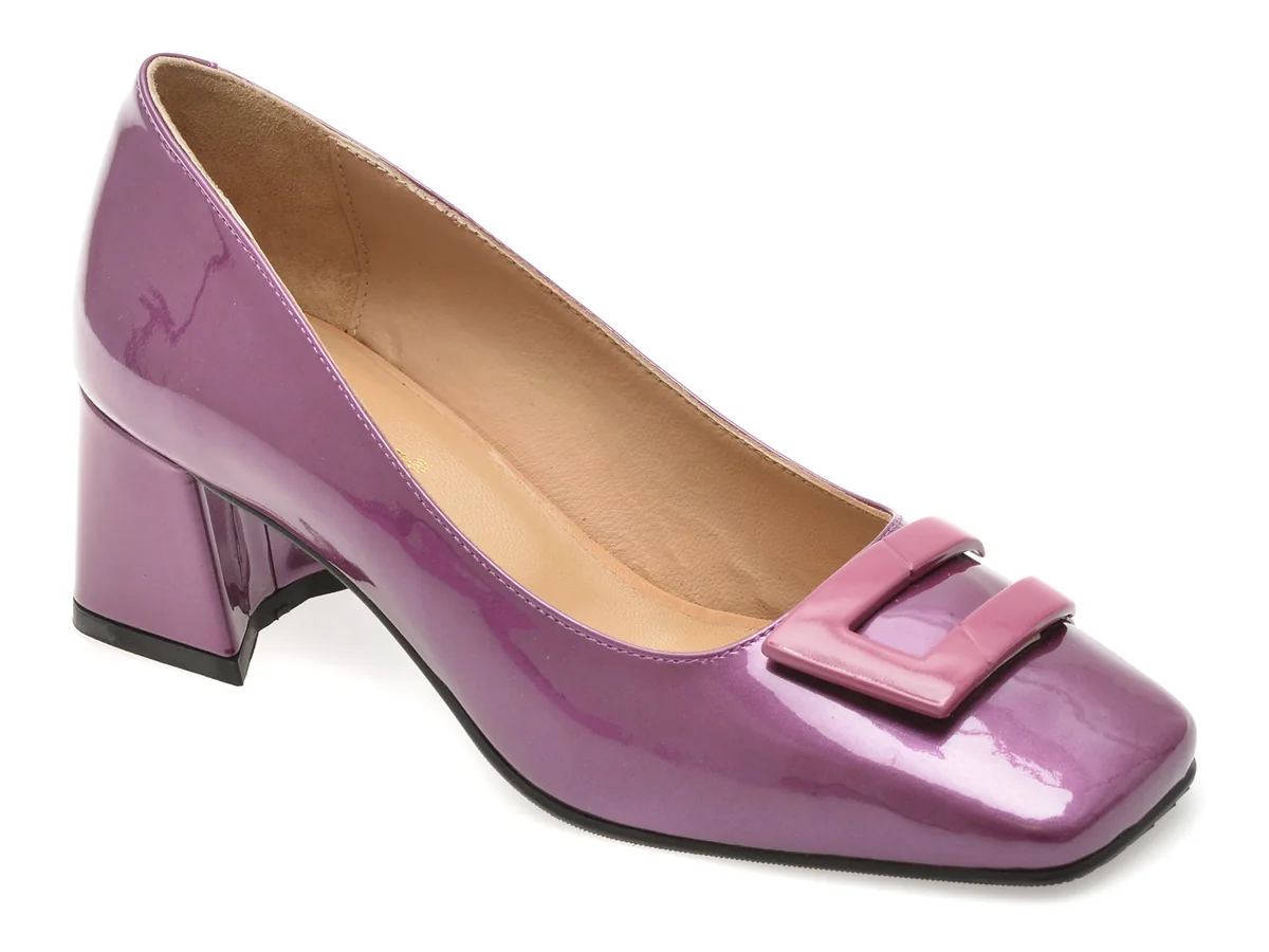 Pantofi Gold Deer Mov, 432000, Din Piele Naturală Lăcuită