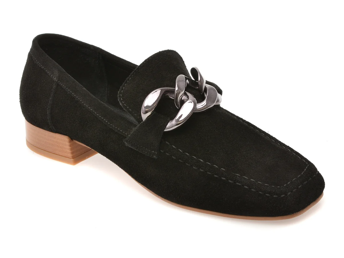 Mocasini Gold Deer Negri, 4534023, Din Piele Întoarsă