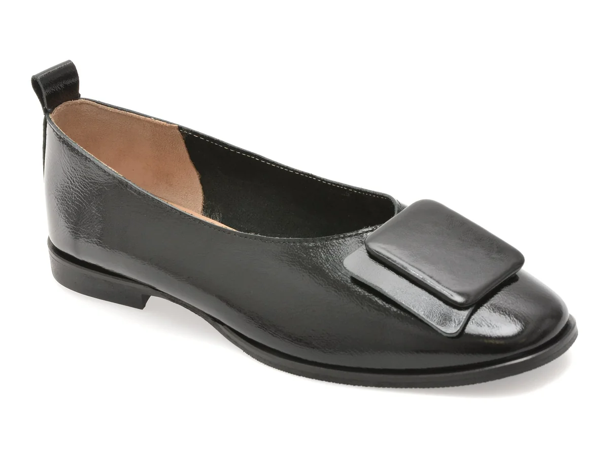 Balerini Gold Deer Negri, 420729, Din Piele Naturala Lacuita