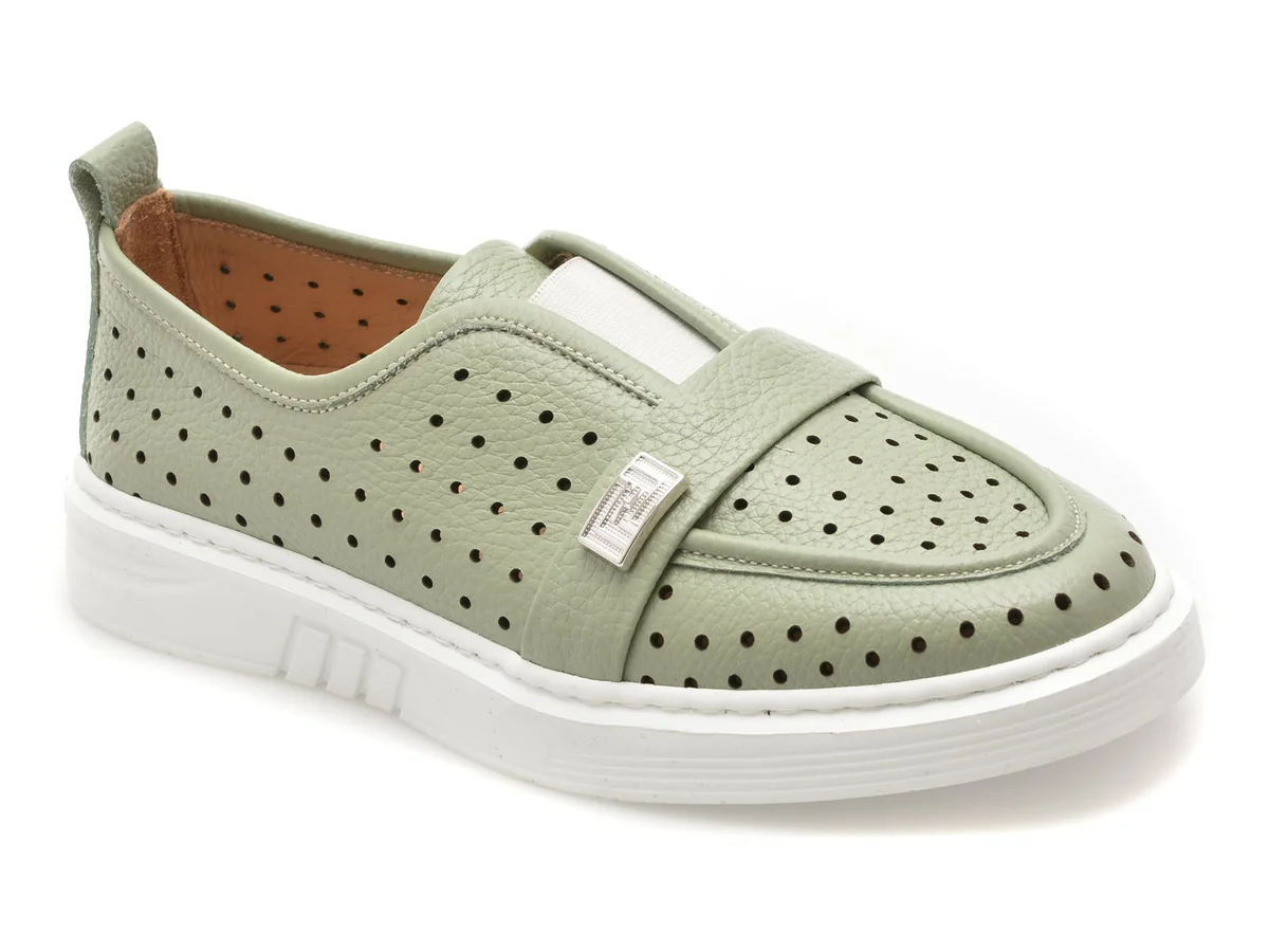 Pantofi Erisma Verzi, 123047, Din Piele Naturala