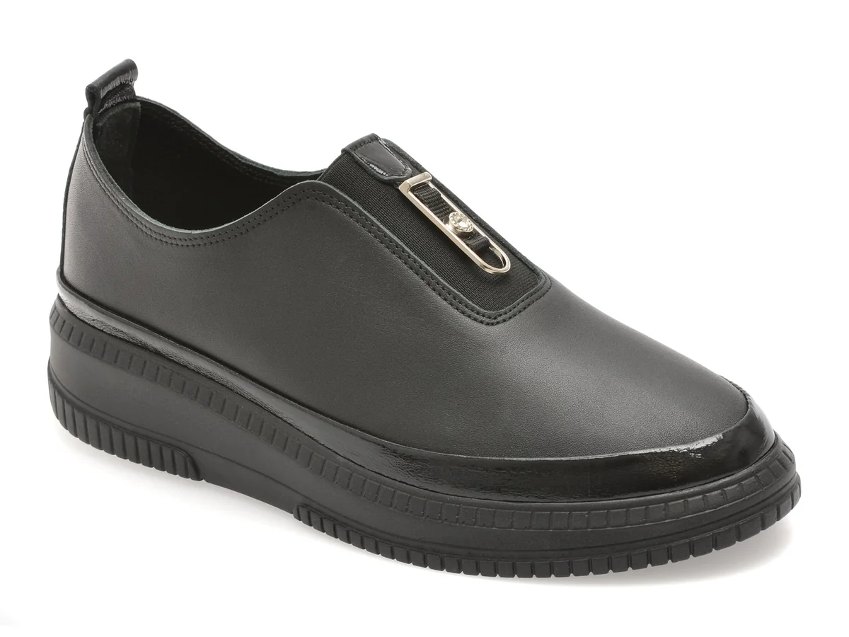 Pantofi Gold Deer Negri, 212628, Din Piele Naturala