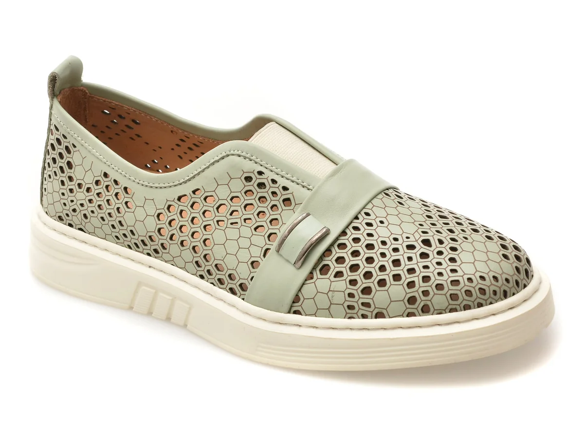 Pantofi Erisma Verzi, 123048, Din Piele Naturala