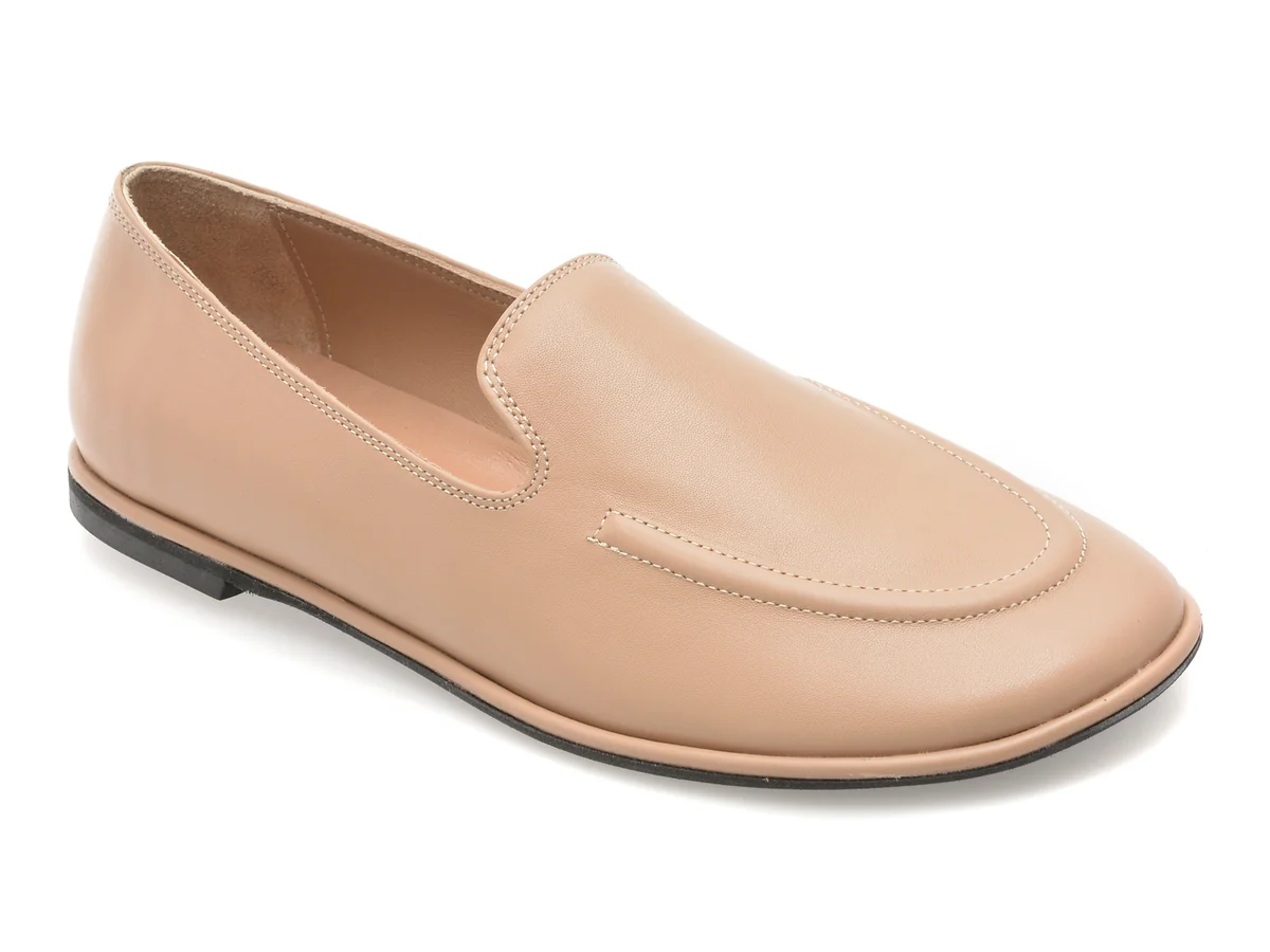 Mocasini Gold Deer Nude, 420891, Din Piele Naturala