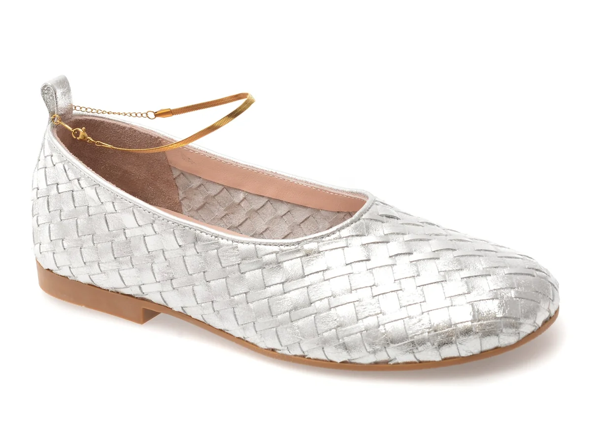 Balerini Gold Deer Argintii, 420727, Din Piele Naturala