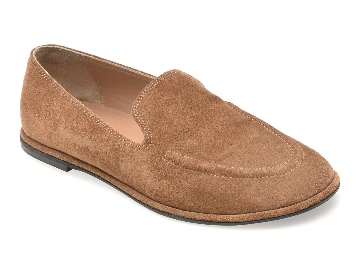 Mocasini Gold Deer Maro, 420891, Din Piele Întoarsă