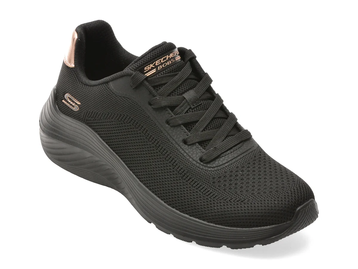 Pantofi Sport Skechers Negri, Bobs Squad Waves, Din Material Textil