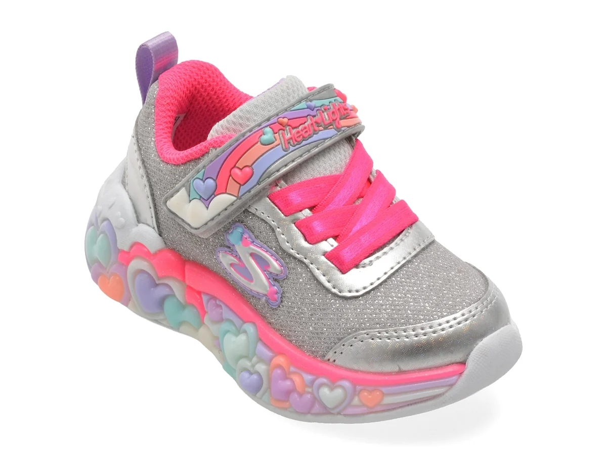 Pantofi Sport Skechers Argintii, Eternal Heart Lights, Din Material Textil