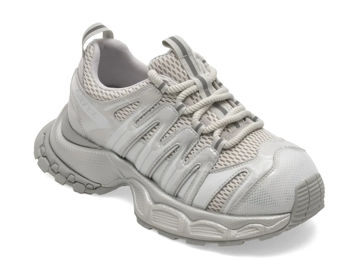 Pantofi Sport Gryxx Argintii, 9023, Din Piele Naturala