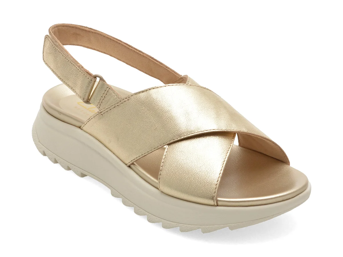Sandale Clarks Aurii, Dash Lite Wish, Din Piele Naturala