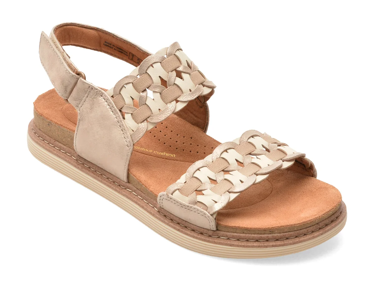 Sandale Clarks Argintii, Arwell Glide, Din Piele Naturala