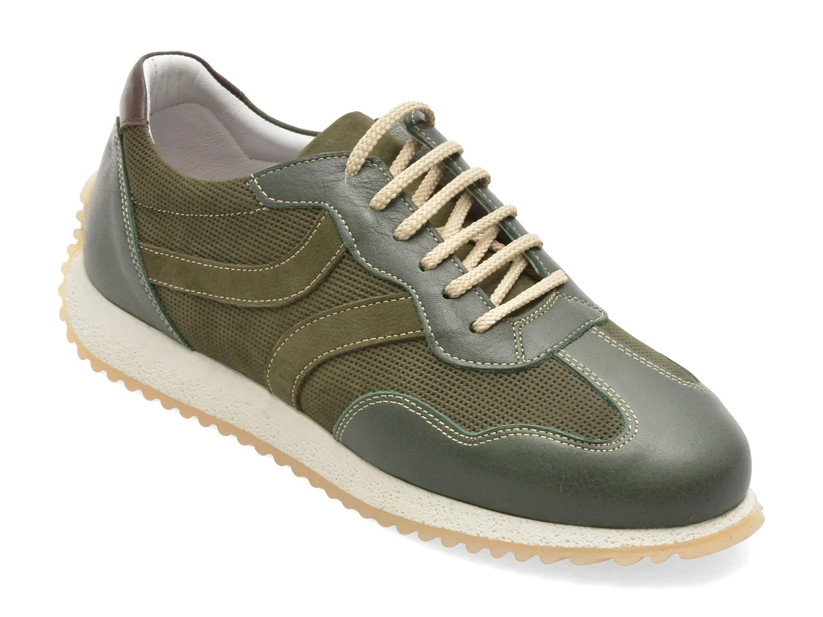 Pantofi Sport Otter Kaki, G202, Din Piele Naturala