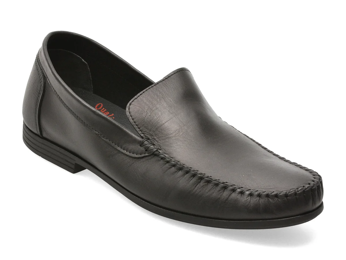 Mocasini Otter Negri, 5015, Din Piele Naturala