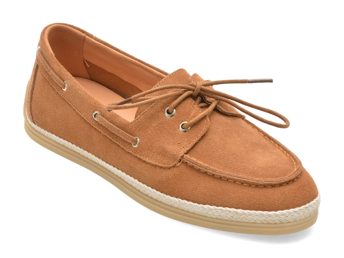 Pantofi Epica Maro, 2519, Din Piele Întoarsă