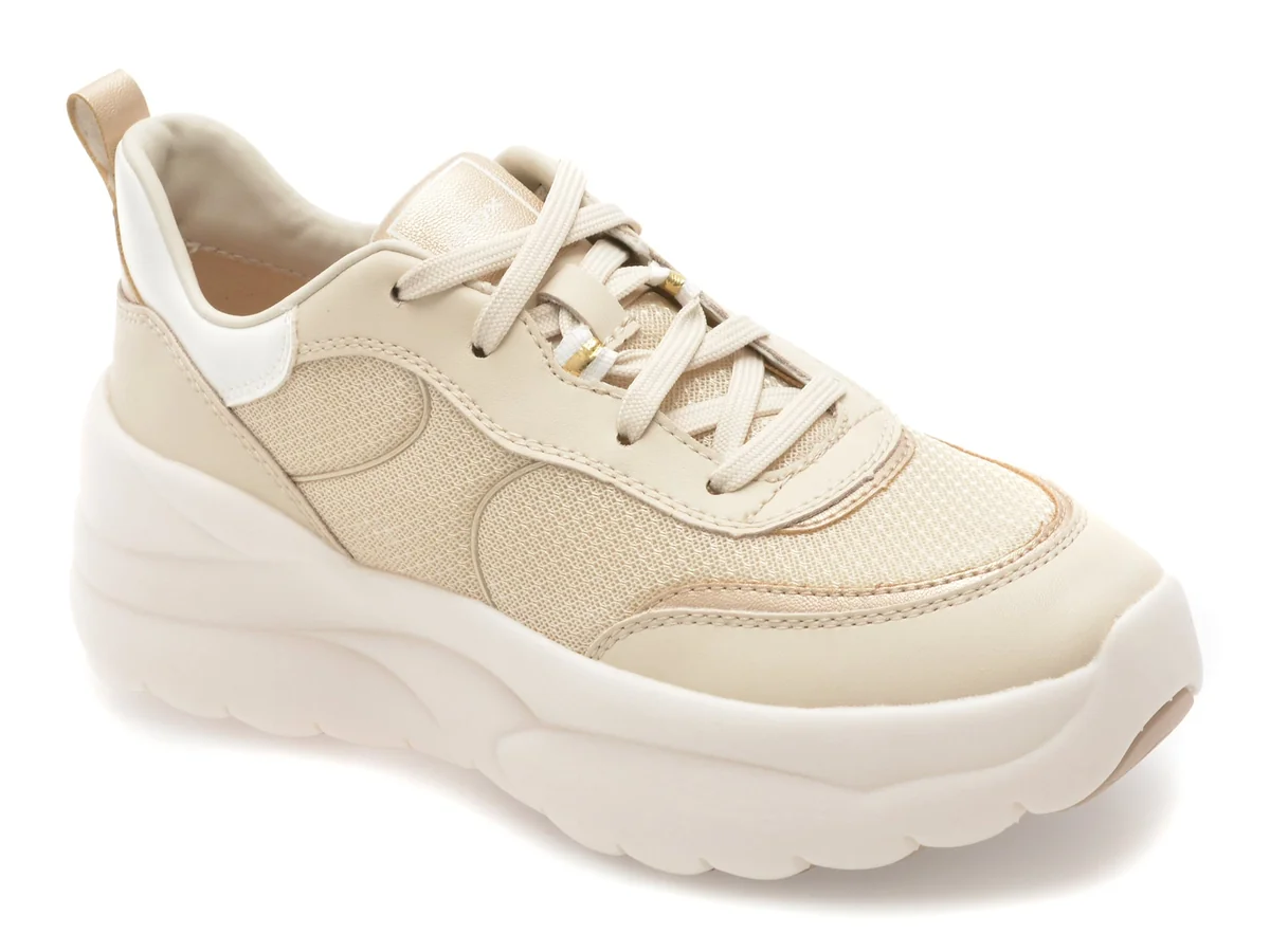 Pantofi Sport Geox Bej, D651FB, Din Material Textil Și Piele Naturală