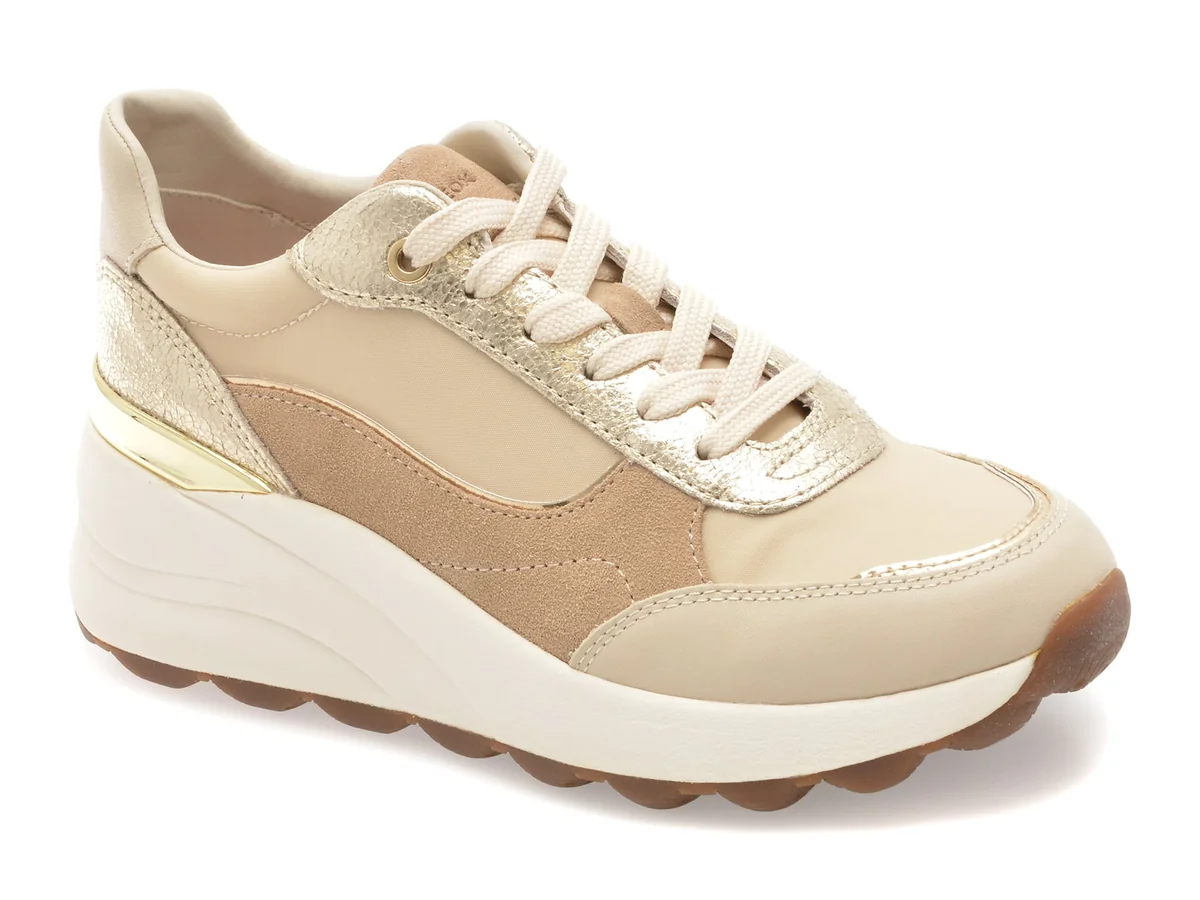 Pantofi Sport Geox Bej, D65WAB, Din Material Textil Și Piele Naturală