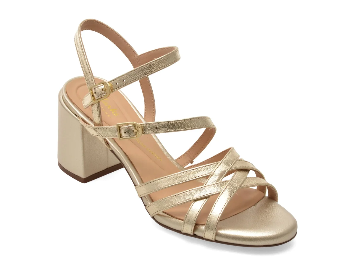 Sandale Clarks Aurii Ezoria Strap Din Piele Naturala