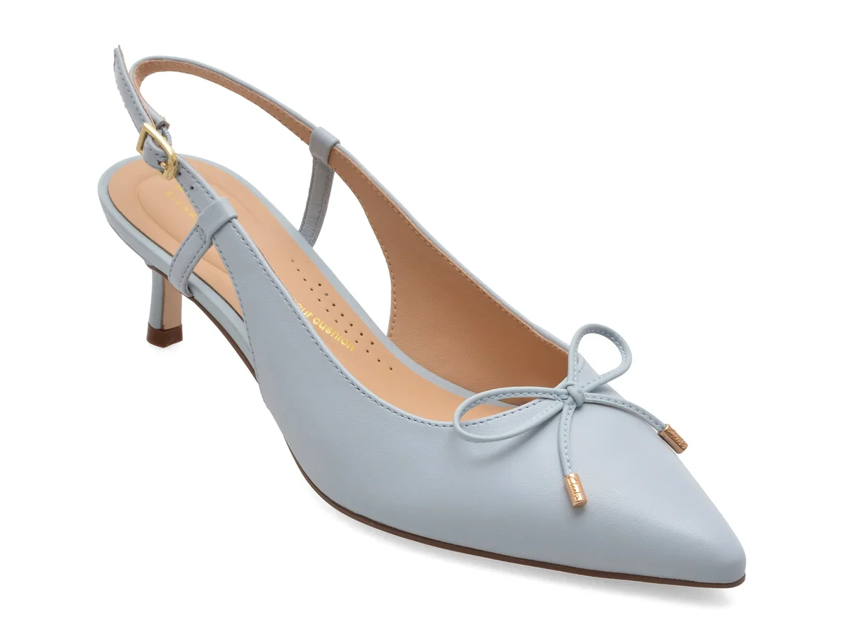 Pantofi Eleganti Clarks Albastri, Zarey Bow, Din Piele Naturala